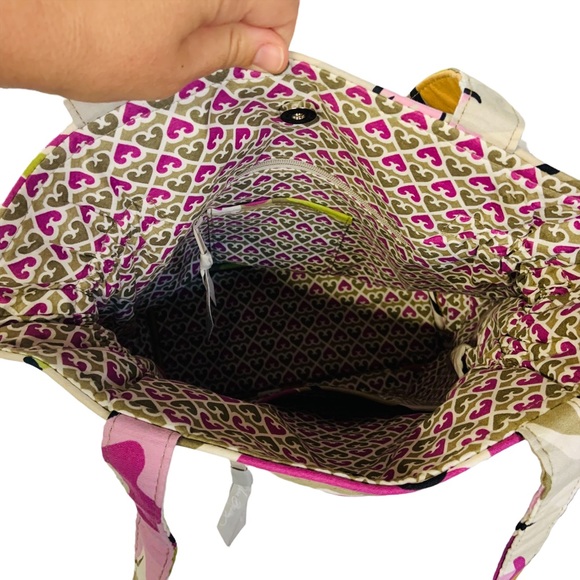 Vera Bradley Shoulder Bag Laura Style Portobello Road Pattern Purse Green Purple - Picture 5 of 7